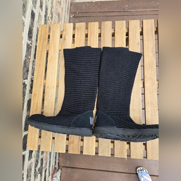 UGG Black Knit Button Boots - Picture 2 of 4